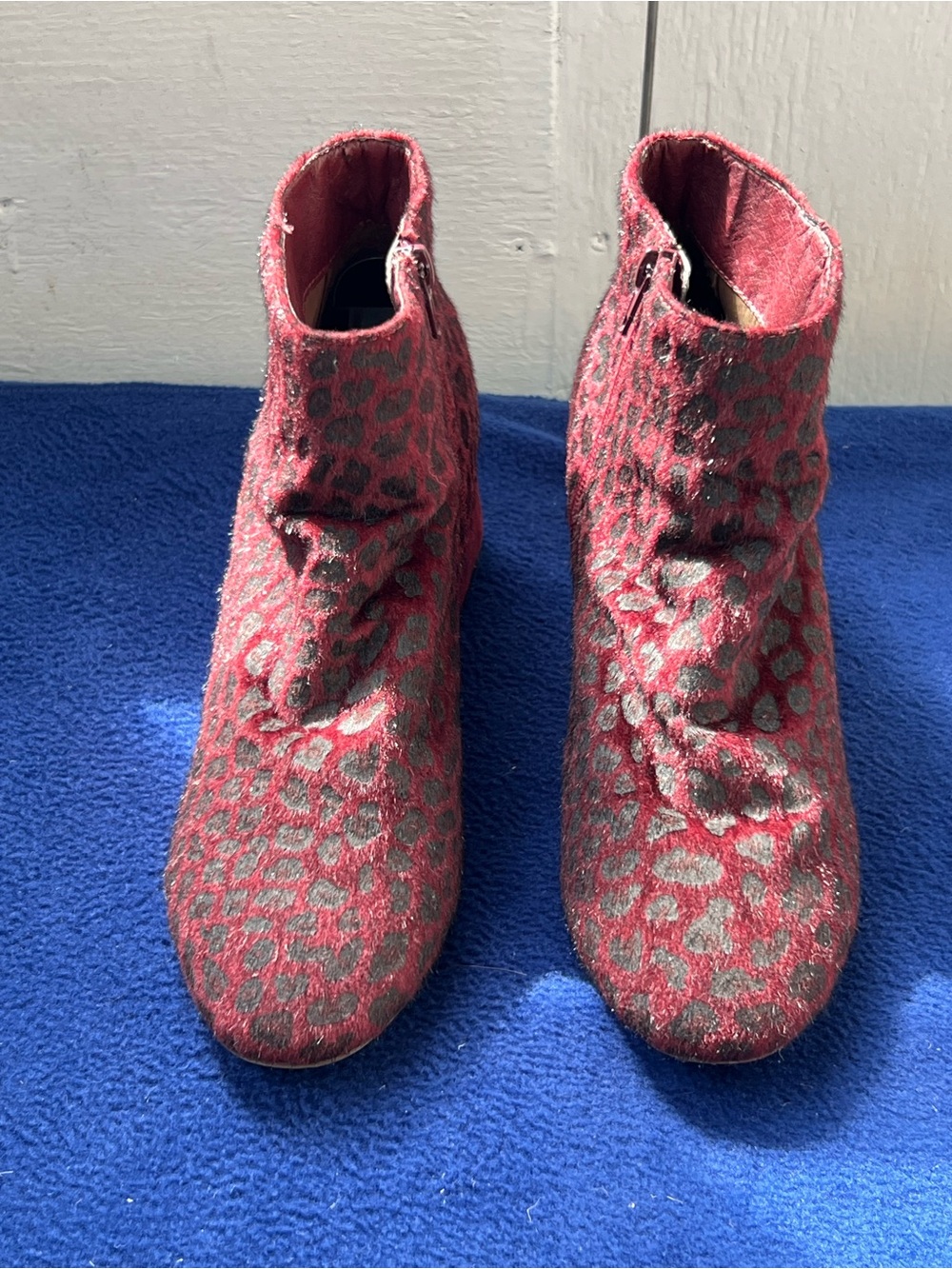 Women's Burgundy Leopard-Print Ankle Booties